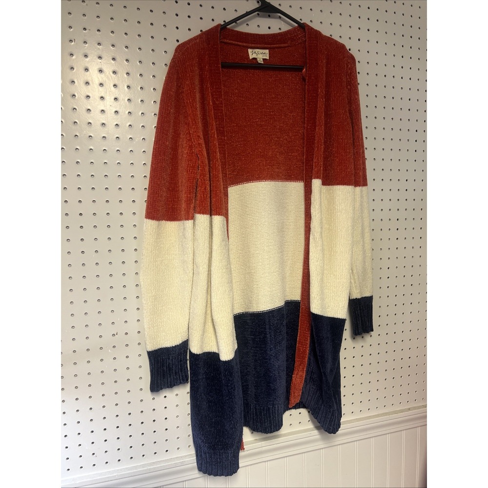 LILY WHITE Cardigan Long Sweater Woman's Small Open Front